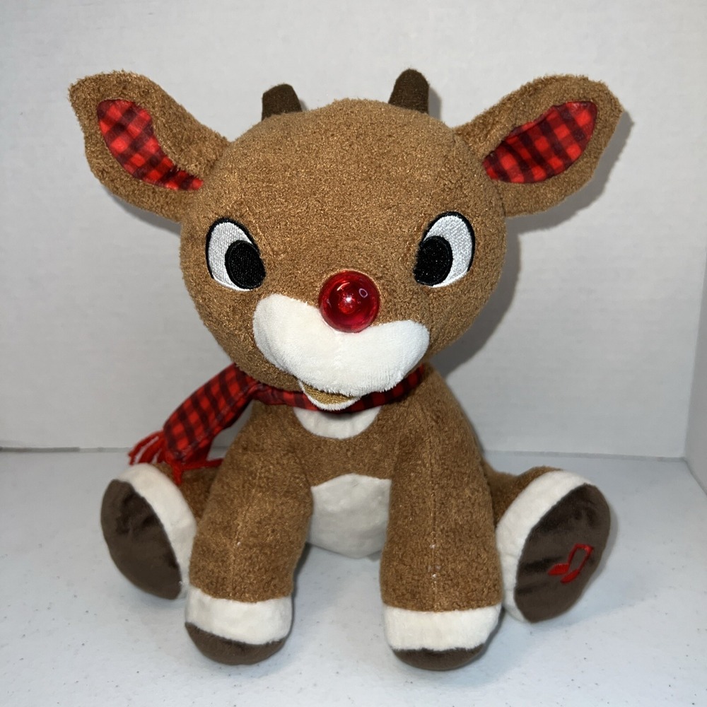 Rudolph the Red Nosed Reindeer Stuffed‎ Animal Plush Toy Music & Lights Works
